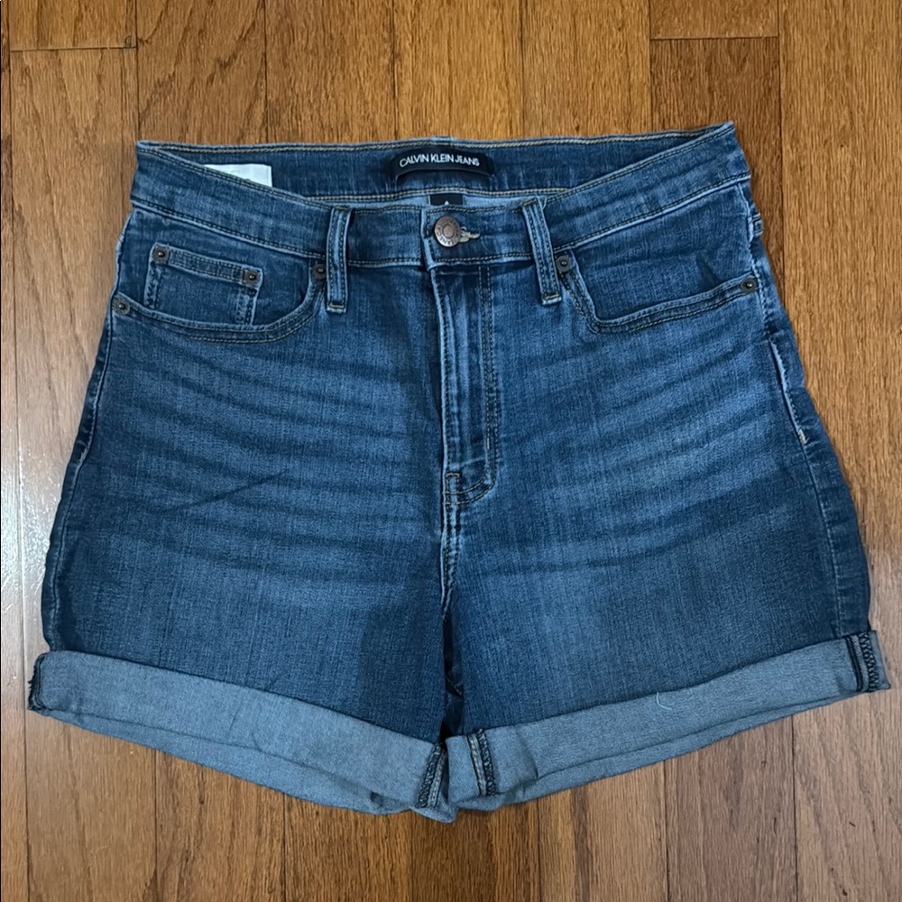 Calvin Klein High Rise Denim Jean Shorts Rolled Hems 6